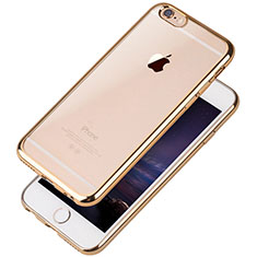 Custodia Silicone Trasparente Ultra Sottile Cover Morbida T08 per Apple iPhone 6 Oro