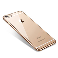 Custodia Silicone Trasparente Ultra Sottile Cover Morbida T09 per Apple iPhone 6S Plus Oro