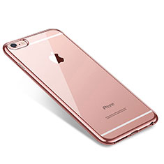 Custodia Silicone Trasparente Ultra Sottile Cover Morbida T09 per Apple iPhone 6S Plus Oro Rosa
