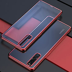 Custodia Silicone Trasparente Ultra Sottile Cover Morbida U01 per Oppo Find X2 Pro Rosso