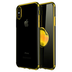 Custodia Silicone Trasparente Ultra Sottile Cover Morbida V02 per Apple iPhone X Oro