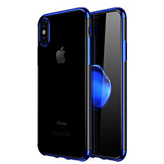 Custodia Silicone Trasparente Ultra Sottile Cover Morbida V02 per Apple iPhone Xs Blu