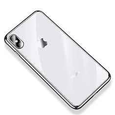 Custodia Silicone Trasparente Ultra Sottile Cover Morbida V03 per Apple iPhone X Argento