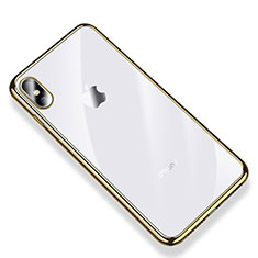 Custodia Silicone Trasparente Ultra Sottile Cover Morbida V03 per Apple iPhone X Oro