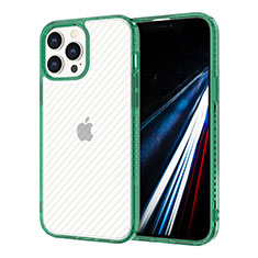 Custodia Silicone Trasparente Ultra Sottile Cover Morbida YJ1 per Apple iPhone 13 Pro Verde Notte