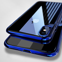 Custodia Silicone Trasparente Ultra Sottile Morbida C01 per Apple iPhone Xs Max Blu