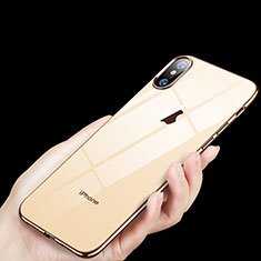Custodia Silicone Trasparente Ultra Sottile Morbida C11 per Apple iPhone X Oro