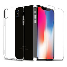 Custodia Silicone Trasparente Ultra Sottile Morbida con Pellicola Protettiva per Apple iPhone X Chiaro