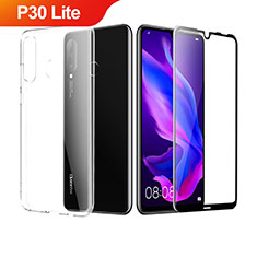 Custodia Silicone Trasparente Ultra Sottile Morbida con Pellicola Protettiva per Huawei P30 Lite Chiaro