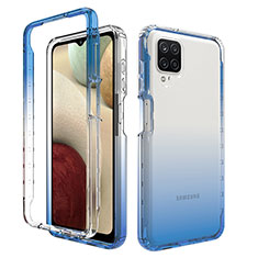 Custodia Silicone Trasparente Ultra Sottile Morbida Cover Fronte e Retro 360 Gradi Sfumato JX1 per Samsung Galaxy A12 Blu