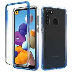 Custodia Silicone Trasparente Ultra Sottile Morbida Cover Fronte e Retro 360 Gradi Sfumato JX1 per Samsung Galaxy A21s Blu