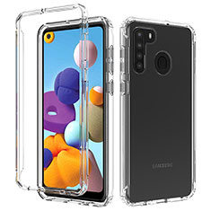 Custodia Silicone Trasparente Ultra Sottile Morbida Cover Fronte e Retro 360 Gradi Sfumato JX1 per Samsung Galaxy A21s Chiaro