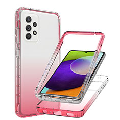 Custodia Silicone Trasparente Ultra Sottile Morbida Cover Fronte e Retro 360 Gradi Sfumato JX1 per Samsung Galaxy A52 5G Rosso