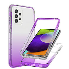 Custodia Silicone Trasparente Ultra Sottile Morbida Cover Fronte e Retro 360 Gradi Sfumato JX1 per Samsung Galaxy A52 5G Viola