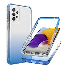 Custodia Silicone Trasparente Ultra Sottile Morbida Cover Fronte e Retro 360 Gradi Sfumato JX1 per Samsung Galaxy A72 5G Blu