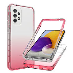 Custodia Silicone Trasparente Ultra Sottile Morbida Cover Fronte e Retro 360 Gradi Sfumato JX1 per Samsung Galaxy A72 5G Rosso