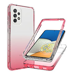 Custodia Silicone Trasparente Ultra Sottile Morbida Cover Fronte e Retro 360 Gradi Sfumato JX1 per Samsung Galaxy A73 5G Rosso