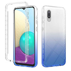 Custodia Silicone Trasparente Ultra Sottile Morbida Cover Fronte e Retro 360 Gradi Sfumato JX1 per Samsung Galaxy M02 Blu