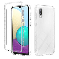 Custodia Silicone Trasparente Ultra Sottile Morbida Cover Fronte e Retro 360 Gradi Sfumato JX1 per Samsung Galaxy M02 Chiaro