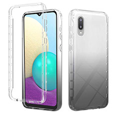 Custodia Silicone Trasparente Ultra Sottile Morbida Cover Fronte e Retro 360 Gradi Sfumato JX1 per Samsung Galaxy M02 Nero