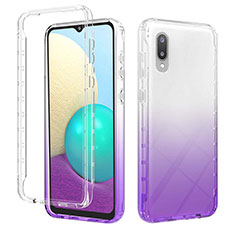 Custodia Silicone Trasparente Ultra Sottile Morbida Cover Fronte e Retro 360 Gradi Sfumato JX1 per Samsung Galaxy M02 Viola