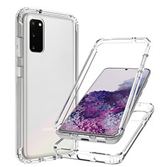 Custodia Silicone Trasparente Ultra Sottile Morbida Cover Fronte e Retro 360 Gradi Sfumato JX1 per Samsung Galaxy S20 Chiaro