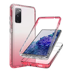 Custodia Silicone Trasparente Ultra Sottile Morbida Cover Fronte e Retro 360 Gradi Sfumato JX1 per Samsung Galaxy S20 FE (2022) 5G Rosso