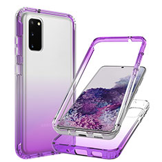 Custodia Silicone Trasparente Ultra Sottile Morbida Cover Fronte e Retro 360 Gradi Sfumato JX1 per Samsung Galaxy S20 Viola