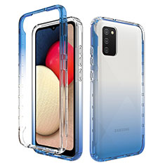 Custodia Silicone Trasparente Ultra Sottile Morbida Cover Fronte e Retro 360 Gradi Sfumato JX4 per Samsung Galaxy A02s Blu