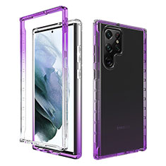 Custodia Silicone Trasparente Ultra Sottile Morbida Cover Fronte e Retro 360 Gradi Sfumato M01 per Samsung Galaxy S21 Ultra 5G Viola