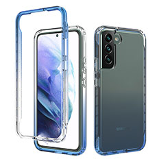Custodia Silicone Trasparente Ultra Sottile Morbida Cover Fronte e Retro 360 Gradi Sfumato M01 per Samsung Galaxy S22 5G Blu