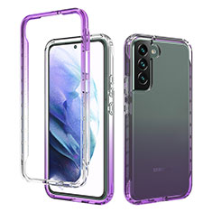 Custodia Silicone Trasparente Ultra Sottile Morbida Cover Fronte e Retro 360 Gradi Sfumato M01 per Samsung Galaxy S22 5G Viola