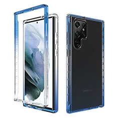 Custodia Silicone Trasparente Ultra Sottile Morbida Cover Fronte e Retro 360 Gradi Sfumato M01 per Samsung Galaxy S23 Ultra 5G Blu