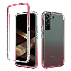 Custodia Silicone Trasparente Ultra Sottile Morbida Cover Fronte e Retro 360 Gradi Sfumato M01 per Samsung Galaxy S24 5G Rosso