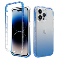 Custodia Silicone Trasparente Ultra Sottile Morbida Cover Fronte e Retro 360 Gradi Sfumato per Apple iPhone 13 Pro Max Blu