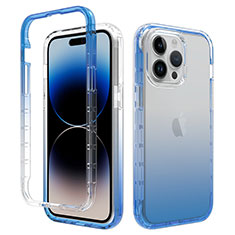 Custodia Silicone Trasparente Ultra Sottile Morbida Cover Fronte e Retro 360 Gradi Sfumato per Apple iPhone 14 Pro Blu