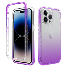 Custodia Silicone Trasparente Ultra Sottile Morbida Cover Fronte e Retro 360 Gradi Sfumato per Apple iPhone 15 Pro Max Viola