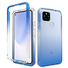 Custodia Silicone Trasparente Ultra Sottile Morbida Cover Fronte e Retro 360 Gradi Sfumato per Google Pixel 4a 5G Blu