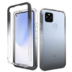 Custodia Silicone Trasparente Ultra Sottile Morbida Cover Fronte e Retro 360 Gradi Sfumato per Google Pixel 5 XL 5G Grigio Scuro