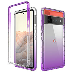 Custodia Silicone Trasparente Ultra Sottile Morbida Cover Fronte e Retro 360 Gradi Sfumato per Google Pixel 6 Pro 5G Viola