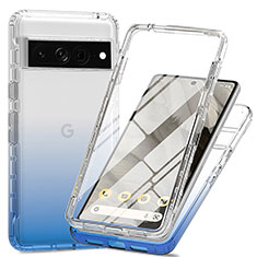Custodia Silicone Trasparente Ultra Sottile Morbida Cover Fronte e Retro 360 Gradi Sfumato per Google Pixel 7 Pro 5G Blu