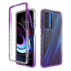 Custodia Silicone Trasparente Ultra Sottile Morbida Cover Fronte e Retro 360 Gradi Sfumato per Motorola Moto Edge (2021) 5G Viola