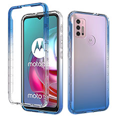 Custodia Silicone Trasparente Ultra Sottile Morbida Cover Fronte e Retro 360 Gradi Sfumato per Motorola Moto G10 Blu