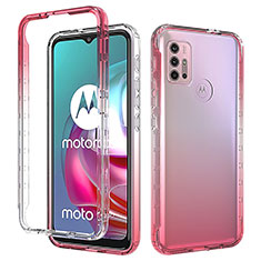 Custodia Silicone Trasparente Ultra Sottile Morbida Cover Fronte e Retro 360 Gradi Sfumato per Motorola Moto G10 Power Rosso