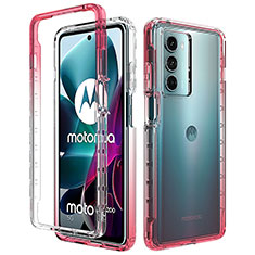 Custodia Silicone Trasparente Ultra Sottile Morbida Cover Fronte e Retro 360 Gradi Sfumato per Motorola Moto G200 5G Rosso