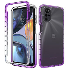 Custodia Silicone Trasparente Ultra Sottile Morbida Cover Fronte e Retro 360 Gradi Sfumato per Motorola Moto G22 Viola