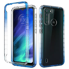 Custodia Silicone Trasparente Ultra Sottile Morbida Cover Fronte e Retro 360 Gradi Sfumato per Motorola Moto One Fusion Blu