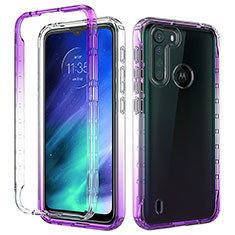 Custodia Silicone Trasparente Ultra Sottile Morbida Cover Fronte e Retro 360 Gradi Sfumato per Motorola Moto One Fusion Viola