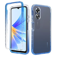 Custodia Silicone Trasparente Ultra Sottile Morbida Cover Fronte e Retro 360 Gradi Sfumato per Oppo A17 Blu