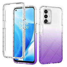 Custodia Silicone Trasparente Ultra Sottile Morbida Cover Fronte e Retro 360 Gradi Sfumato per Oppo A74 5G Viola